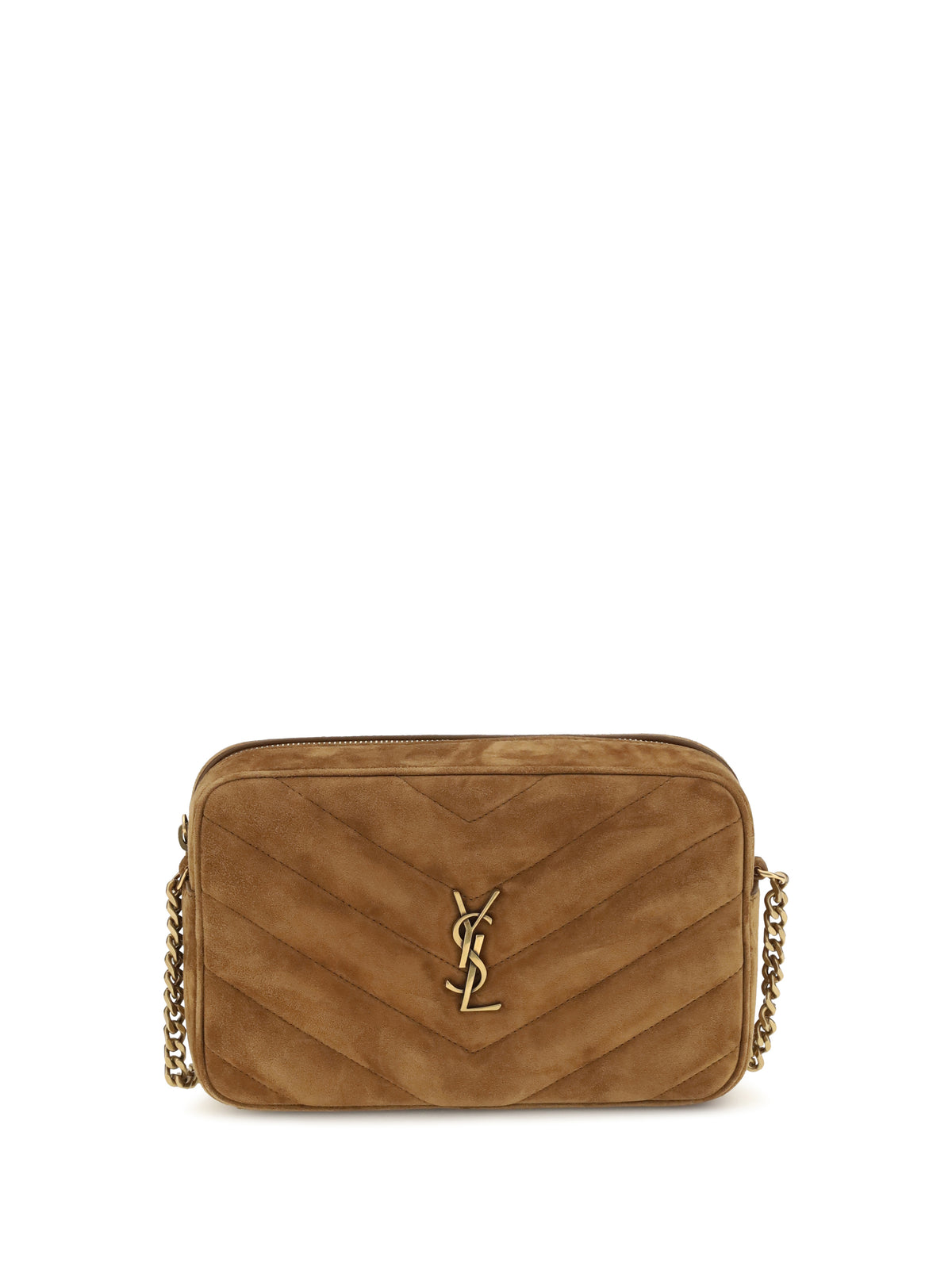 Saint Laurent Camera LouLou matelassé suede Shoulder Bag - Orange Caramel Cogn