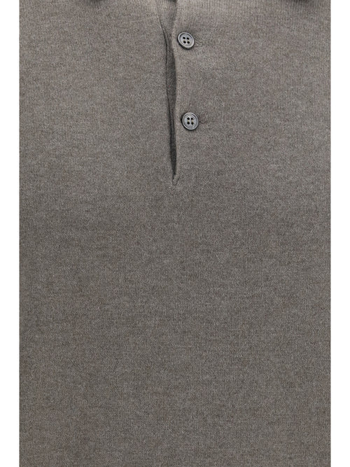 Brunello Cucinelli Cashmere knit Polo - Army Washed+Ciottolo