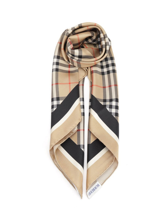 Burberry Silk Check Scarf - Beige