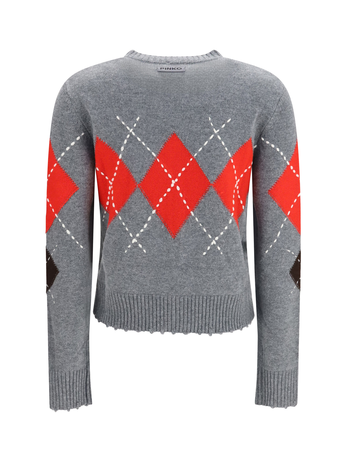 Pinko Cardiff diamond wool and cashmere crewneck Cardigan - Grey/Brown