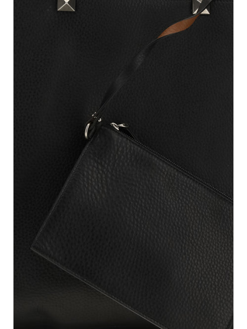 Valentino Reversible Rockstud calfskin Tote Bag - Black/Selleria