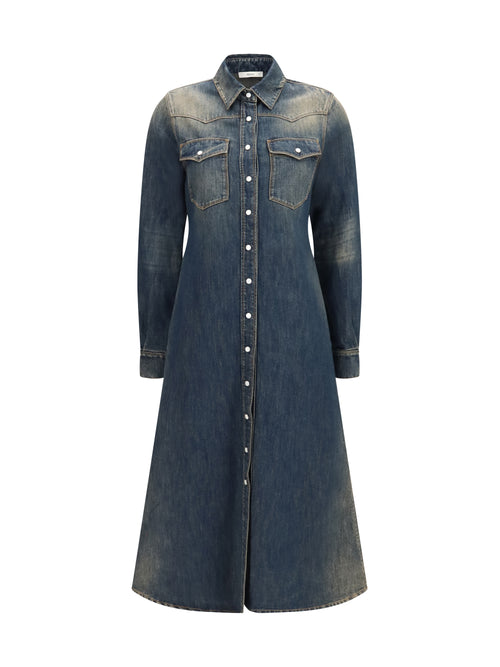 Fendi Long Denim Dress - Medium Wash Blue