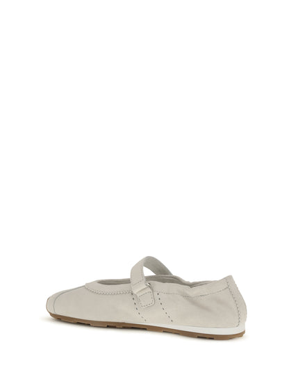Miu Miu Plume suede Ballerinas - White