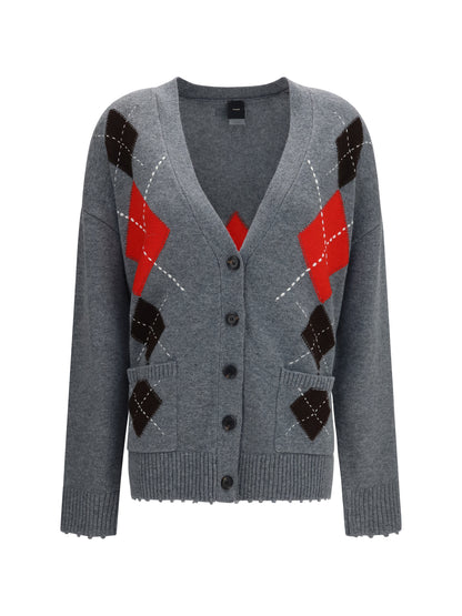 Pinko Bristol wool and cashmere diamond Cardigan - Grey/Brown