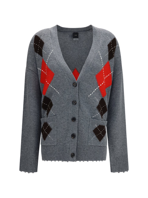 Pinko Bristol wool and cashmere diamond Cardigan - Grey/Brown