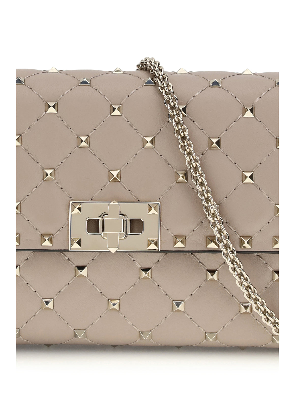Valentino Garavani Rockstud Spike quilted Nappa Shoulder Bag - Poudre