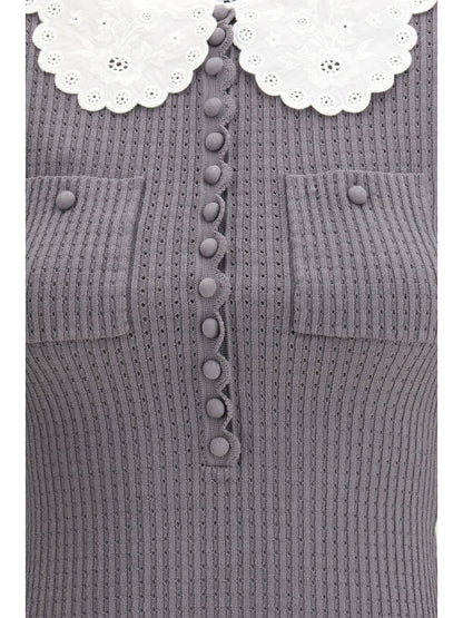 SELF-PORTRAIT Lace collar knit Top