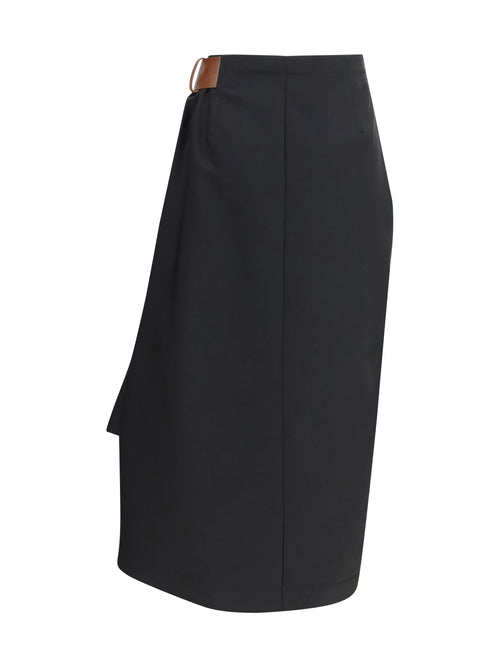 Bottega Veneta Grain de poudre wool midi Skirt - Double Black