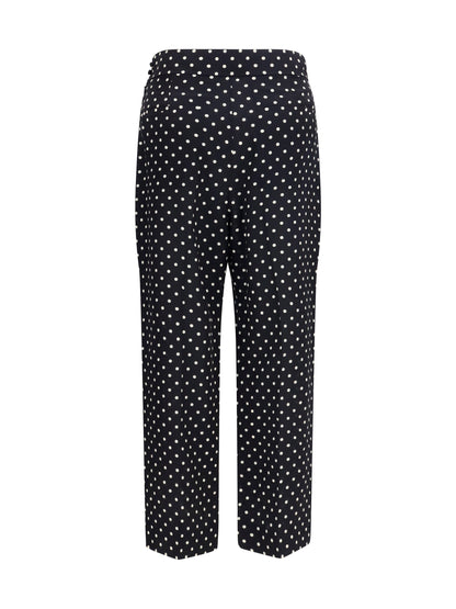 Valentino Polka-dot crêpe de chine Pants - Black/Betulla
