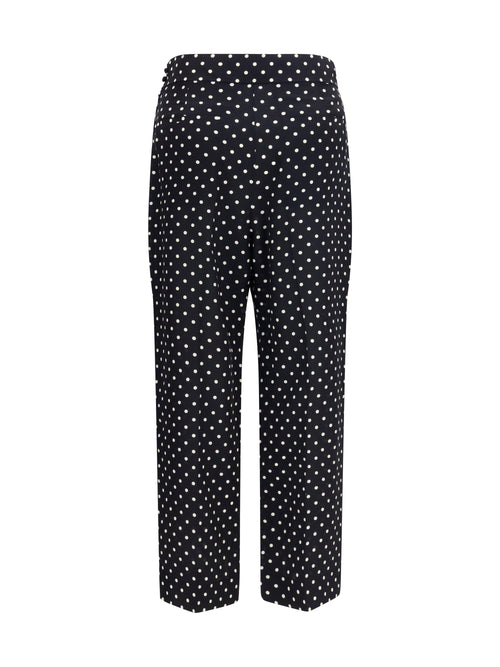 Valentino Polka-dot crêpe de chine Pants - Black/Betulla