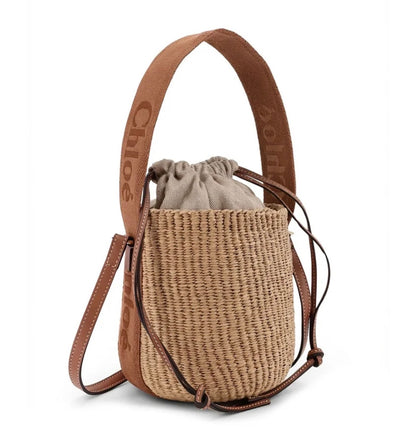 CHLOE' Small Woody Basket Bag in Natural Fibers