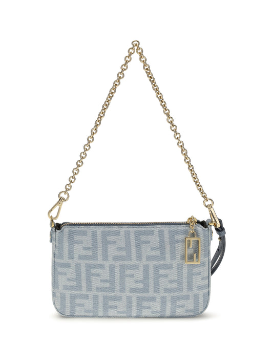 FENDI Denim Baguette Clutch