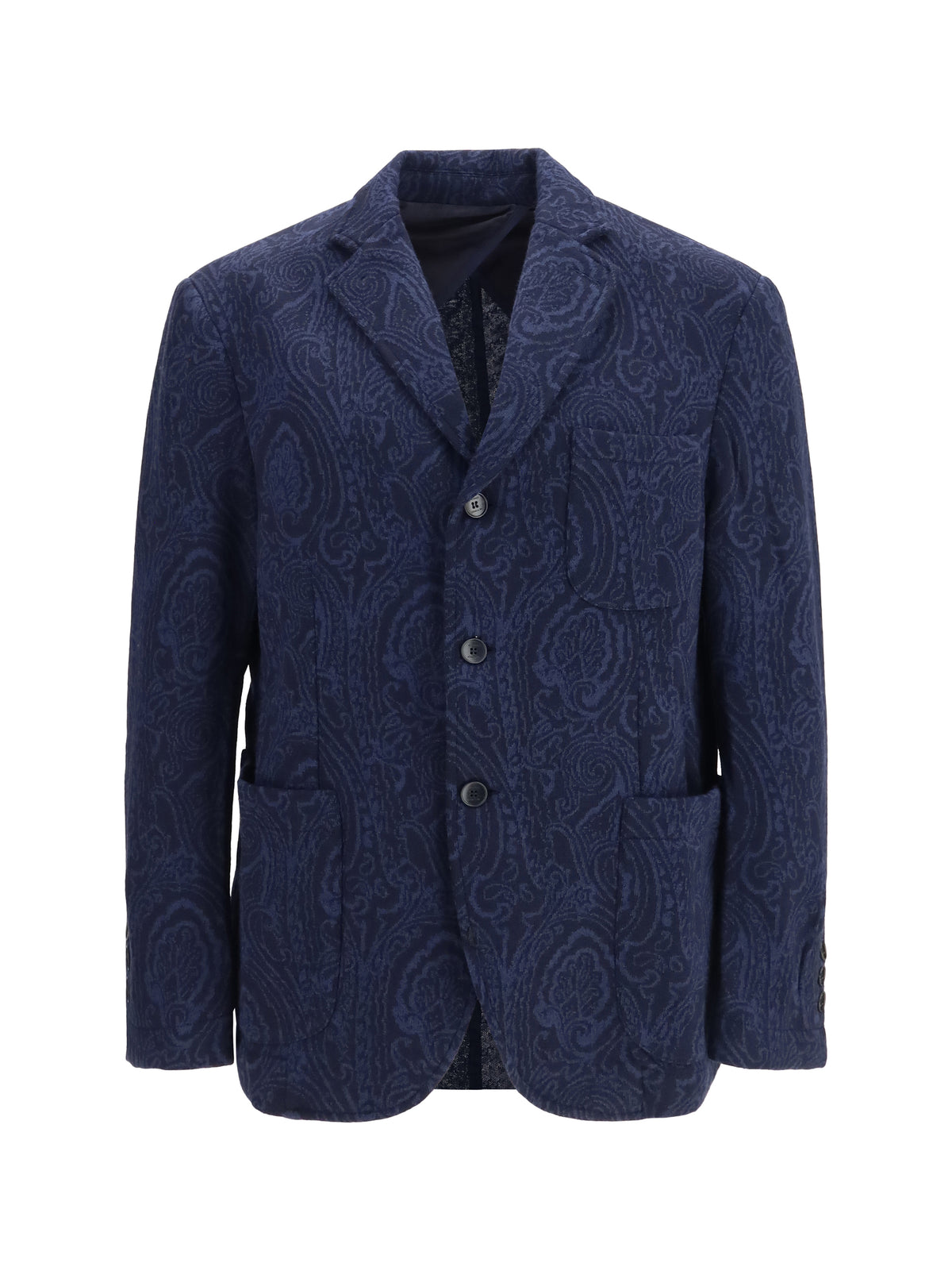Etro Single-breasted Arnica Jacquard wool-blend Jacket - Blue