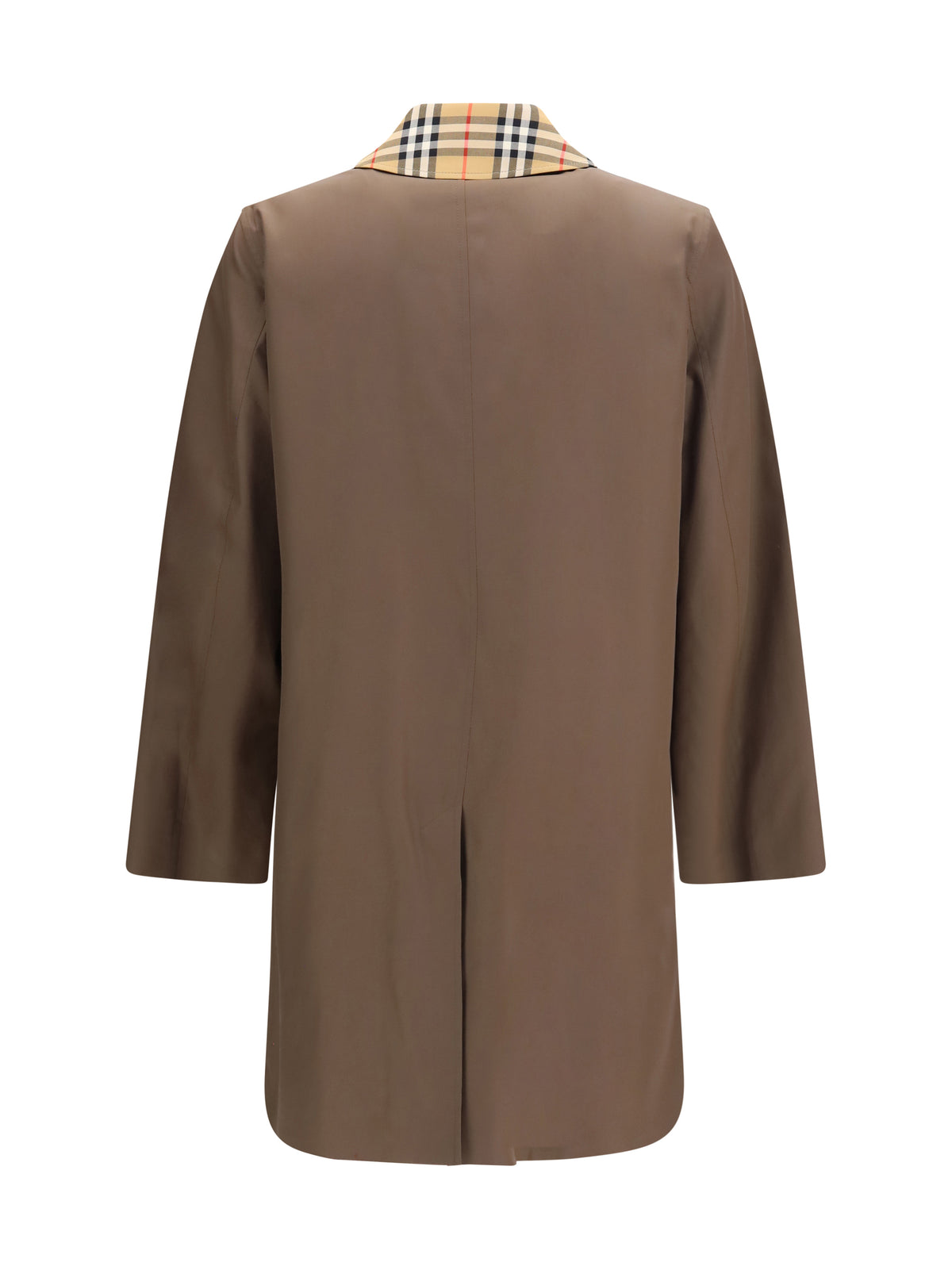 Burberry Tottenham cotton gabardine Coat with Check collar - Sepia Brown