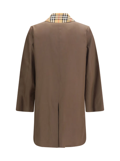 Burberry Tottenham cotton gabardine Coat with Check collar - Sepia Brown