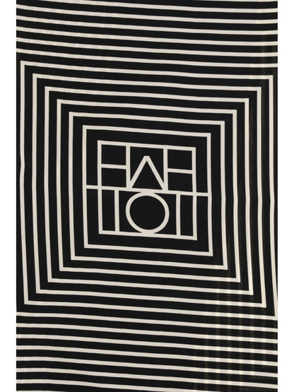 Toteme Monogram silk Scarf - Black