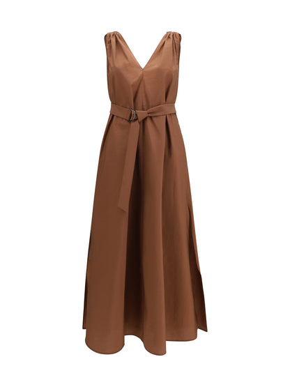 BRUNELLO CUCINELLI Cotton poplin Dress Precious Shoulder Detail
