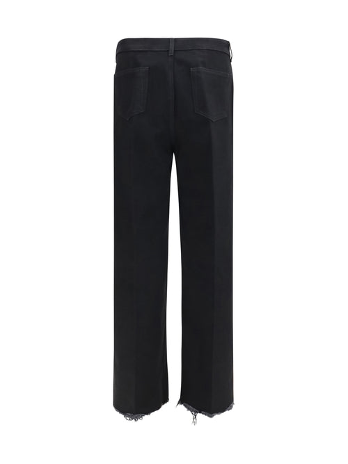Rick Owens Frayed hem cotton Jeans - Black