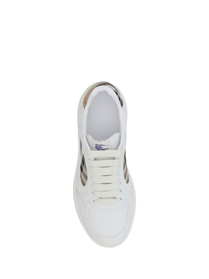 Burberry Leather Sneakers - White/Sand Ip Chk