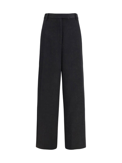 Dries Van Noten Wide-leg Pants with all-over jacquard pattern - Black