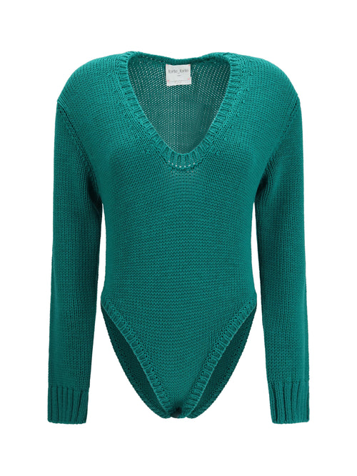 Forte_forte Cable-knit wool Bodysuit - Royal