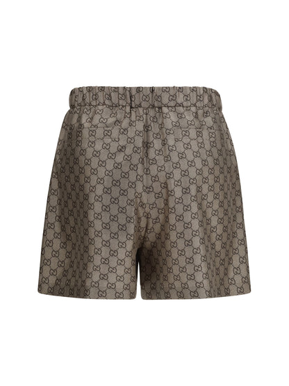 GUCCI Printed silk twill Shorts