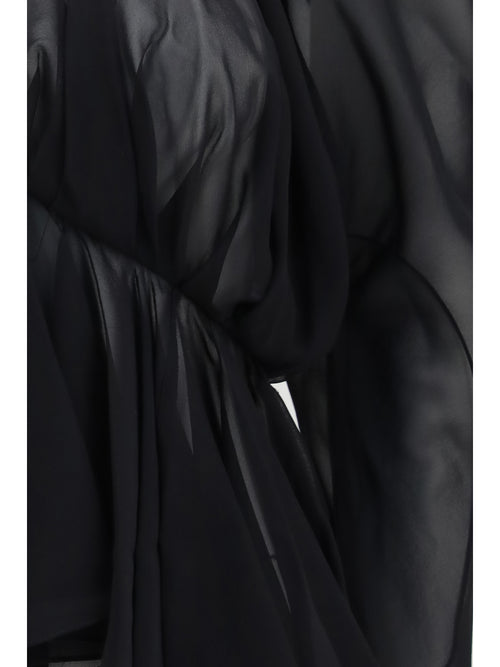 Khaite Tylar Draped V-Neck Top - Black