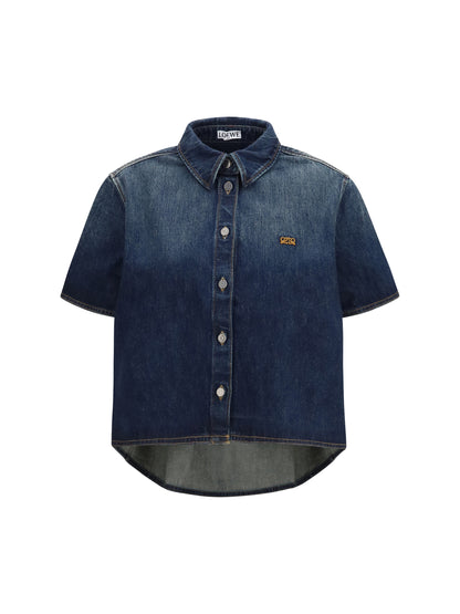 Loewe Short sleeve denim Trapeze Shirt - Dark Blue