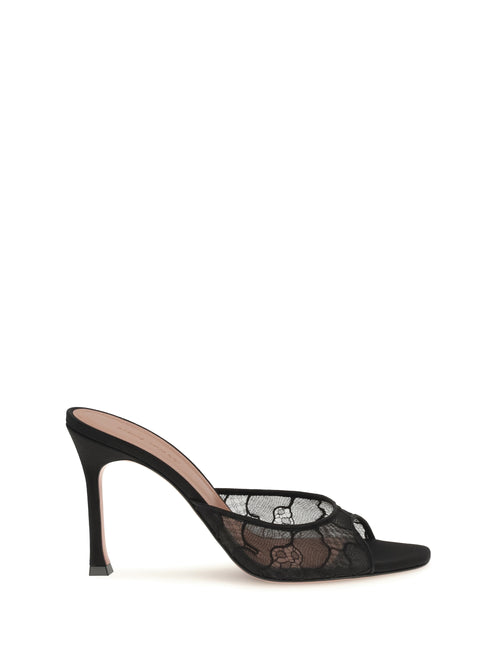 Amina Muaddi Alexa Lace Sandals - Black Lace