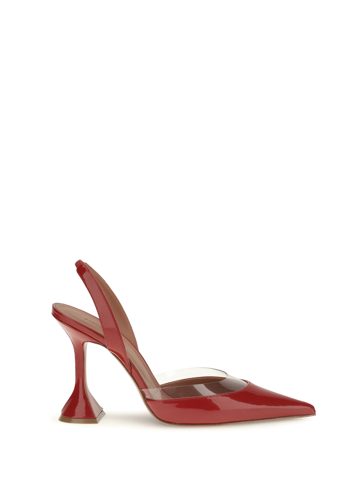 Amina Muaddi Lara Slingback Pumps - Winter Red Patent + Transparent Pvc