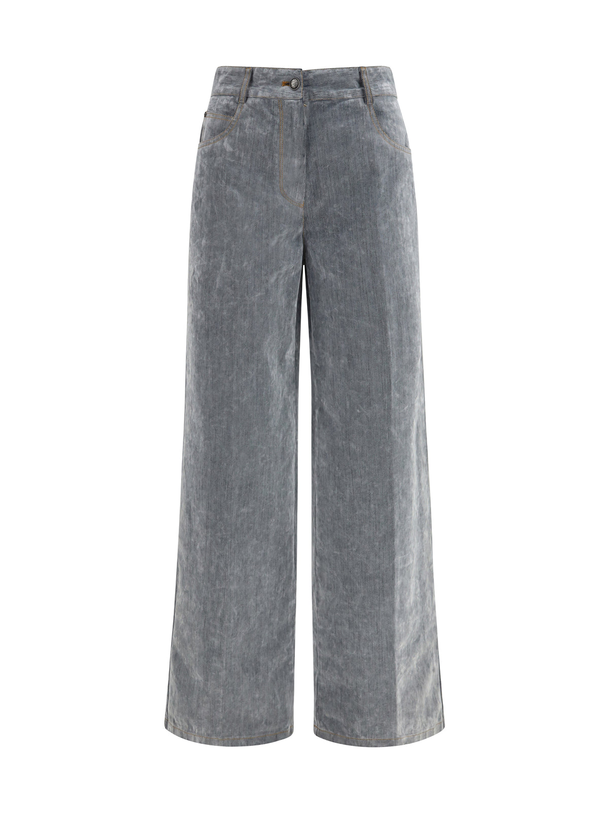 Forte_forte Wide leg Jeans in flocked denim - Grey
