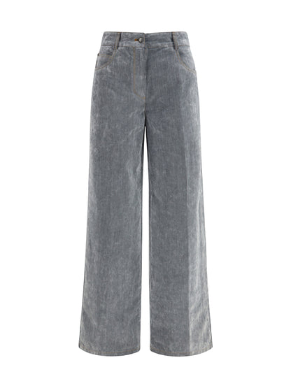 Forte_forte Wide leg Jeans in flocked denim - Grey