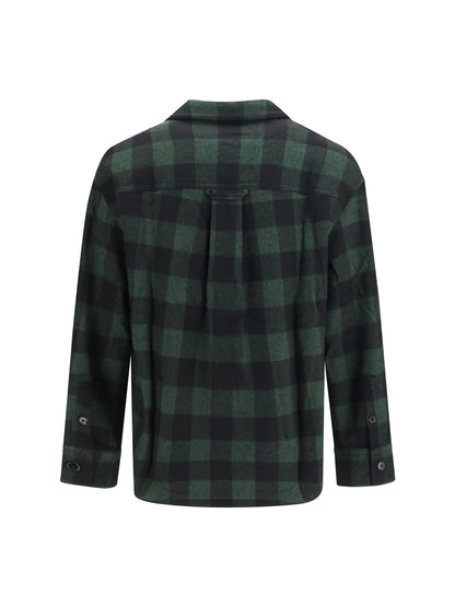 Ami Paris Checked virgin wool Shirt - Vert Bouteille/Noir