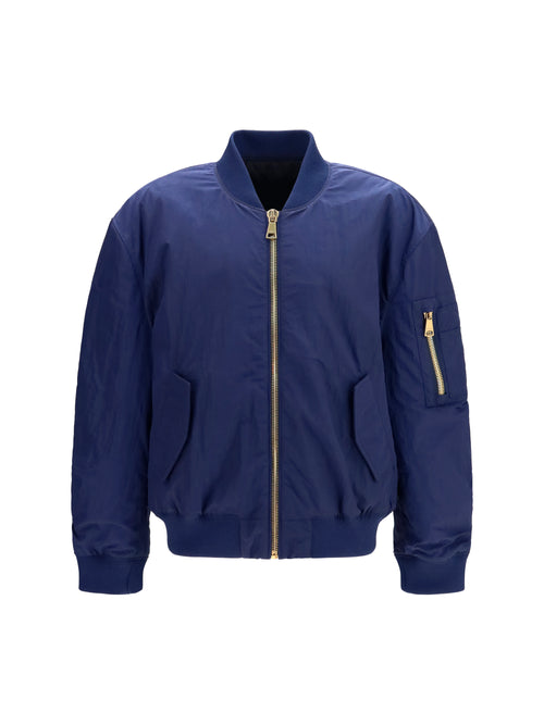 Balmain Nylon Bomber Jacket with embroidered back logo - Bleu