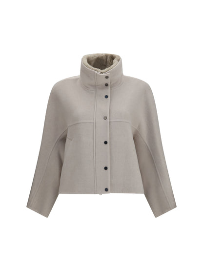 Brunello Cucinelli Double-faced virgin wool and cashmere Outerwear with detachable shearling insert - Chiglia