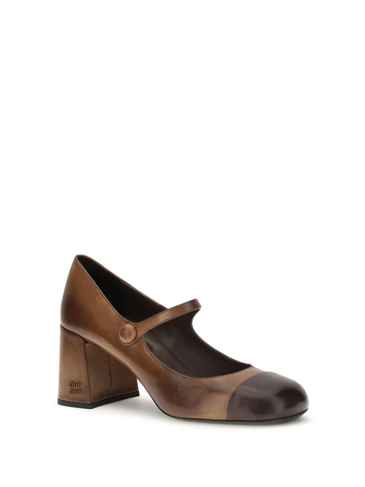 Miu Miu Leather Mary Jane Ballerinas - Cognac+Moro