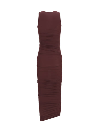 Wolford Asymmetric semi-sheer midi Dress - Wild Plum