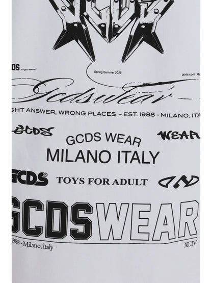 GCDS History print cotton T-shirt - Optic White/Black