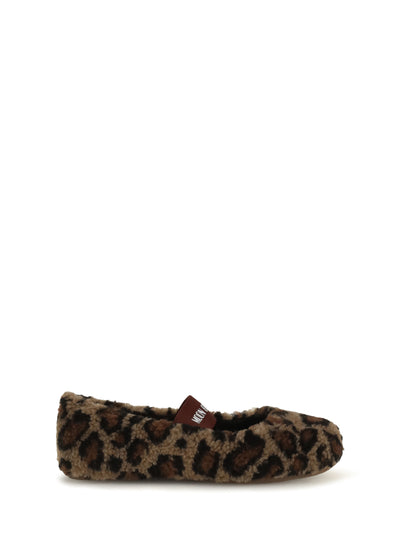 Moon Boot Leopard teddy Ballerinas - Cognac/Cocoa