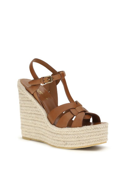 SAINT LAURENT Leather Espadrille Sandals