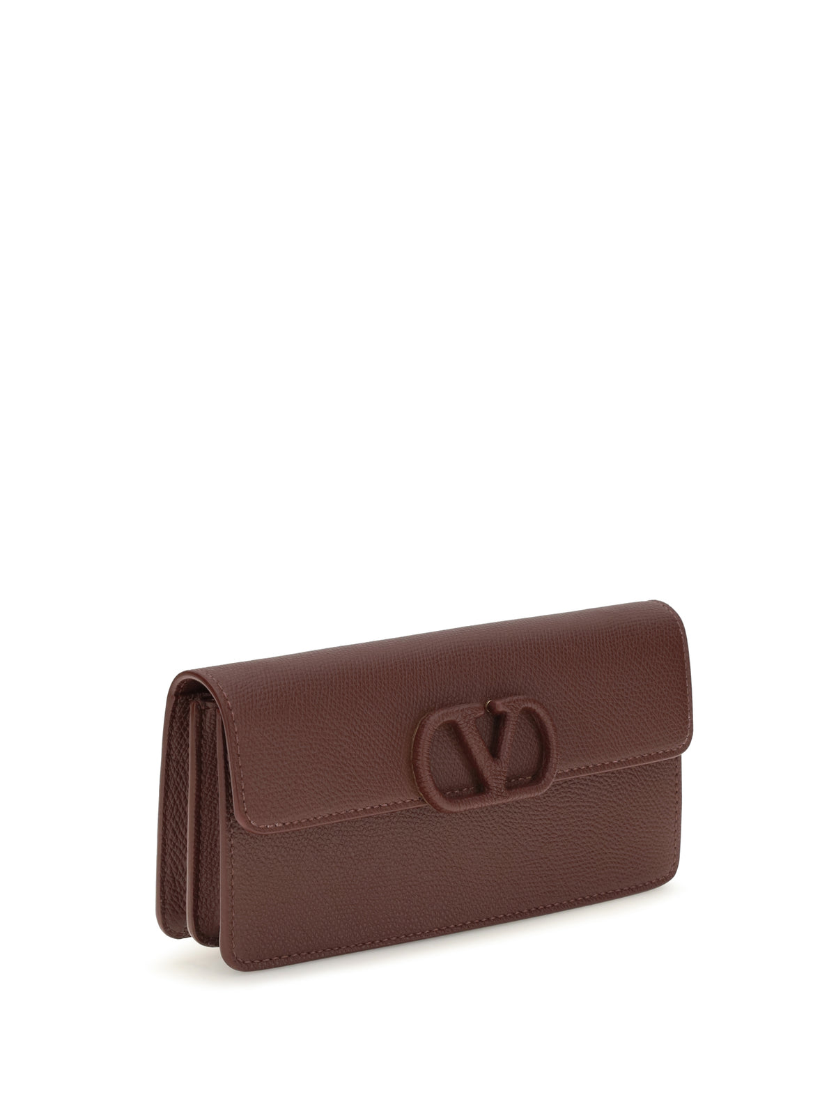 Valentino Garavani VLogo signature grainy calfskin chain Wallet - Rosewood