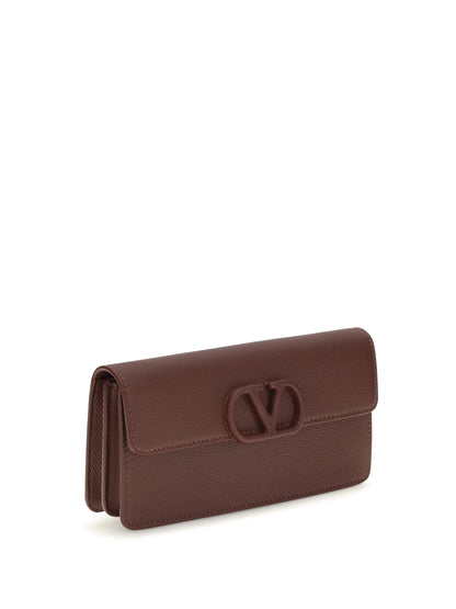 Valentino Garavani VLogo signature grainy calfskin chain Wallet - Rosewood