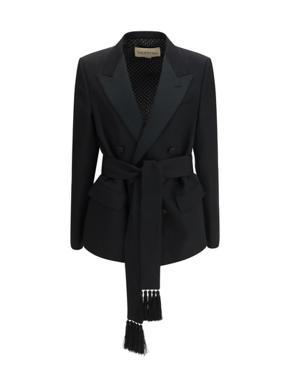 VALENTINO Double-breasted virgin wool Blazer with belt