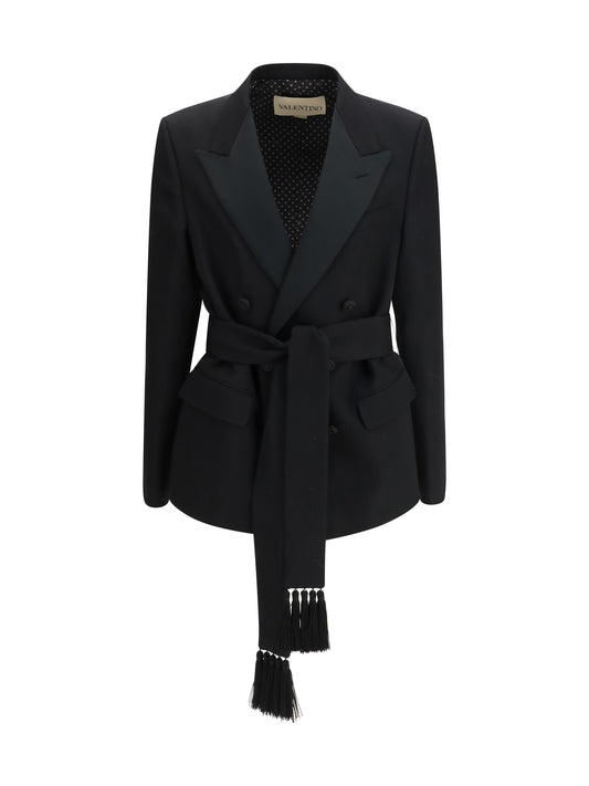 VALENTINO Double-breasted virgin wool Blazer with belt
