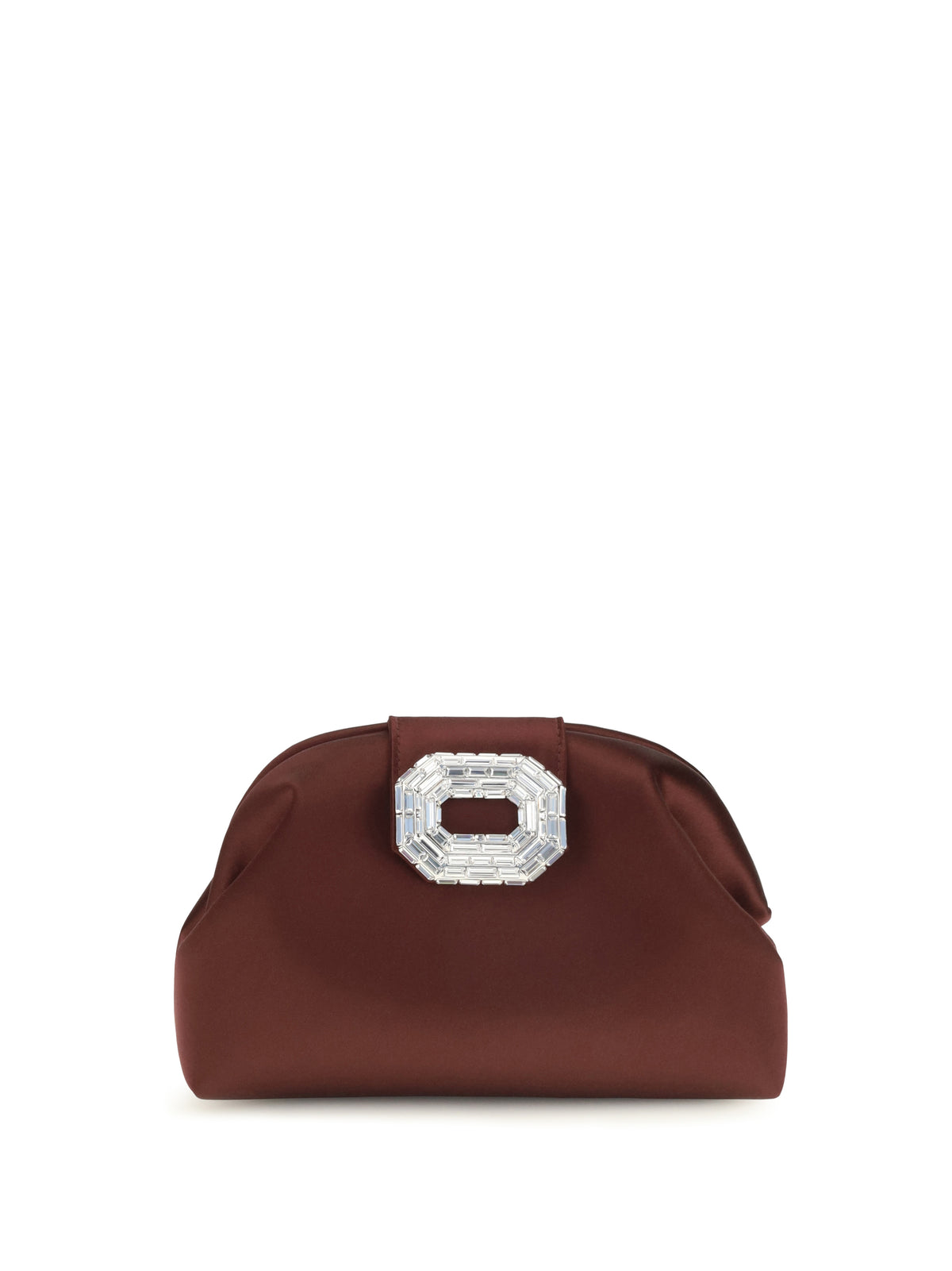 Amina Muaddi Camelia Satin Clutch - Merlot Satin