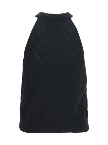 BALMAIN Sleeveless wool crewneck Top