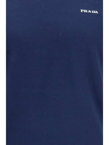 Prada C-Neck Knit in cotton - Bleu