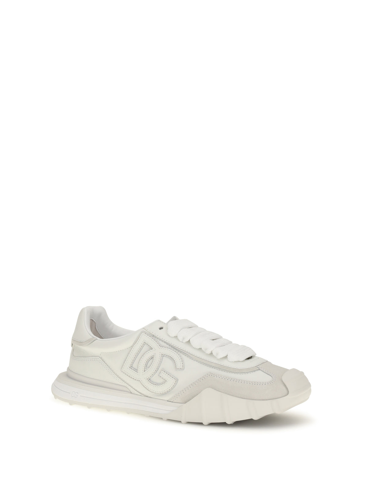 Dolce & Gabbana Athletic fabric and leather Sneakers - White/Ice
