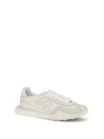 Dolce & Gabbana Athletic fabric and leather Sneakers - White/Ice