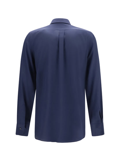Dolce & Gabbana Gold Crêpe de Chine Shirt - Blue Scurissimo 5
